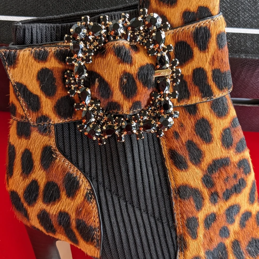 Leopard print Karl Lagerfeld leather bootie, size 8